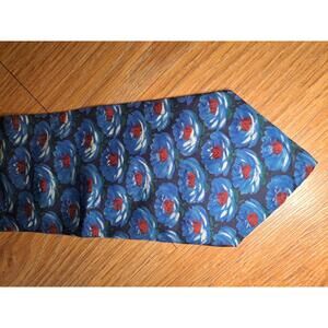 VINTAGE Liberty of London Italian Silk Tie Blue Floral Wide